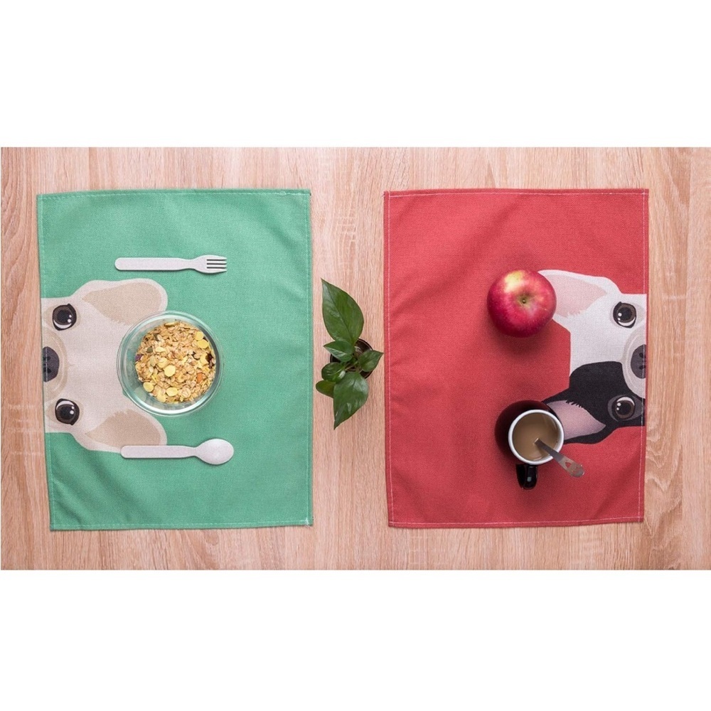 Colorful Pet Portrait Canvas Art, Cotton Linen Placemats, YIFAN - Picture 7 of 11